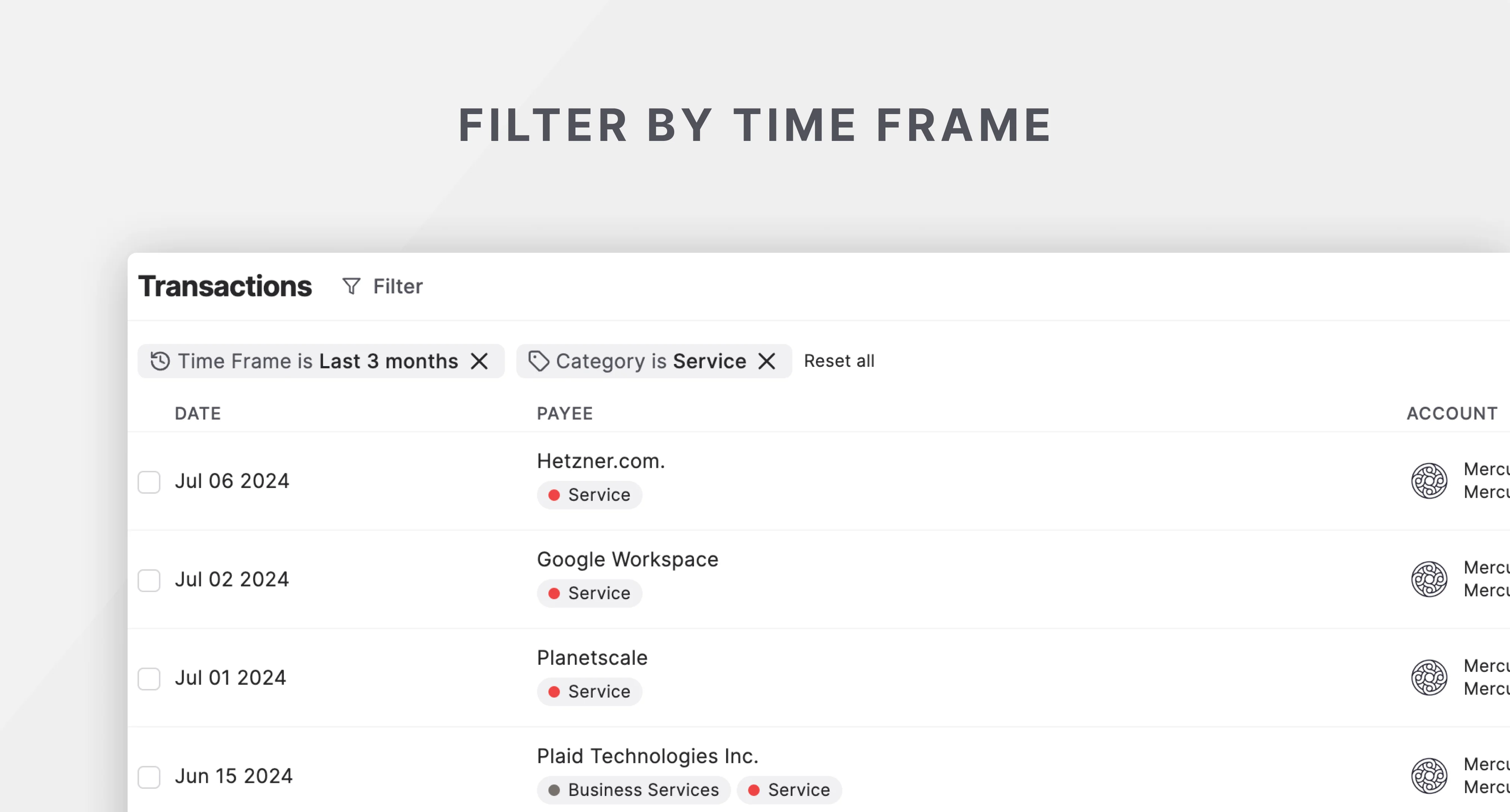 Filter by Time Frame